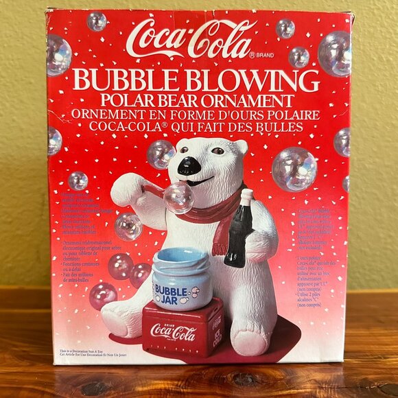 Coca-Cola Bubble Blowing Polar Bear Ornament - Picture 2 of 7